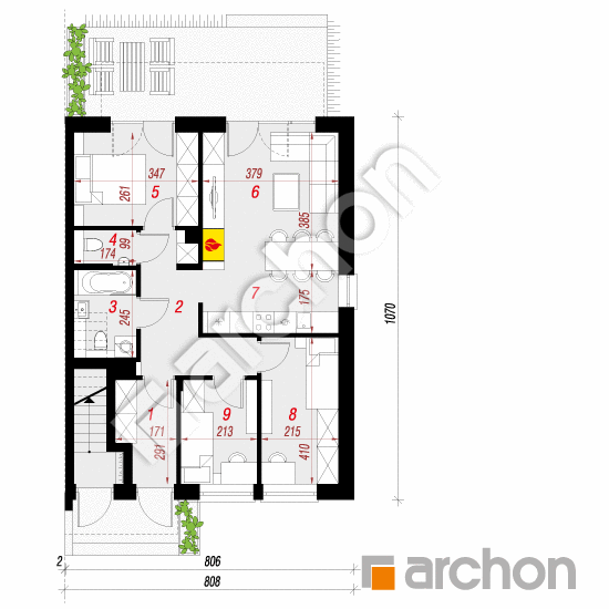Проєкт будинку ARCHON+ Будинок в фіалках 9 (Р2Б) вер.3 План першого поверху