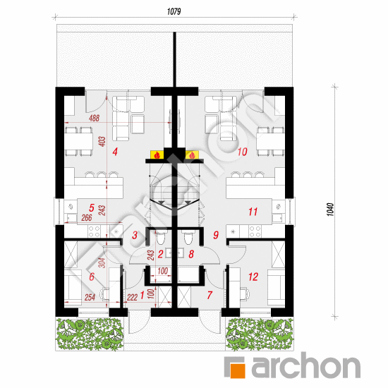Проект будинку ARCHON+ Будинок в рівіях (Р2) План першого поверху