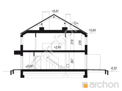 Проєкт будинку ARCHON+ Будинок в рівіях (Р2) Розріз будинку