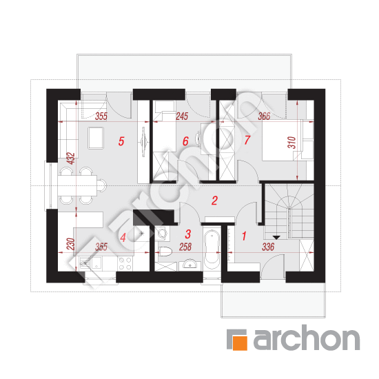 Проект дома ARCHON+ Дом в халезиях (Р2А) План мансандри