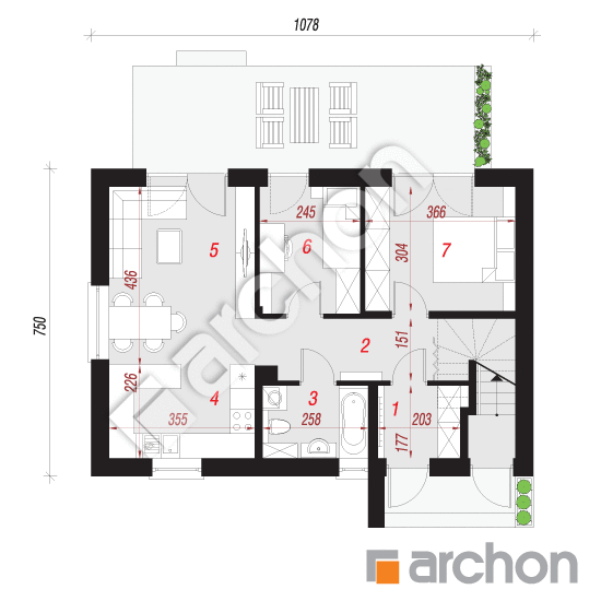 Проект будинку ARCHON+ Будинок в халезіях (Р2А) План першого поверху