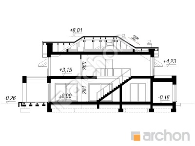Проєкт будинку ARCHON+ Вілла Міранда 18 (Г2Е) Розріз будинку