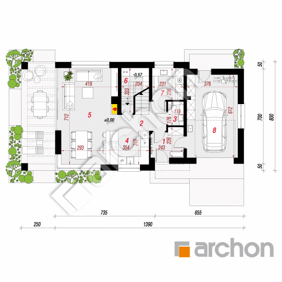 Проект дома ARCHON+ Дом в мотыльках (Г) План першого поверху