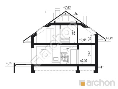 Проєкт будинку ARCHON+ Будинок в бузку (М) вер.2 Розріз будинку