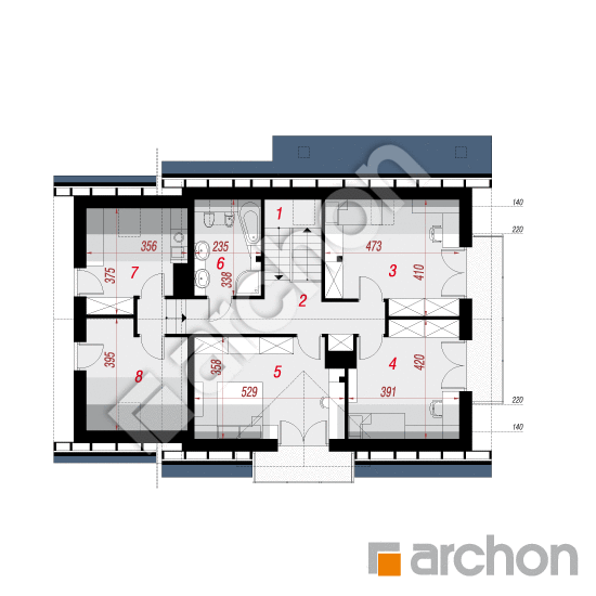Проект будинку ARCHON+ Будинок в червоних кущах (Т) План мансандри