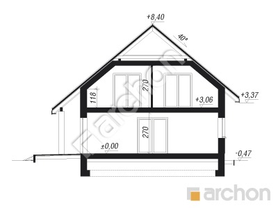 Проєкт будинку ARCHON+ Будинок в червоних кущах (Т) Розріз будинку