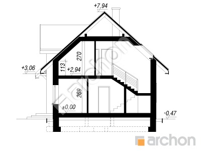 Проєкт будинку ARCHON+ Будинок в лантані (Г2) Розріз будинку