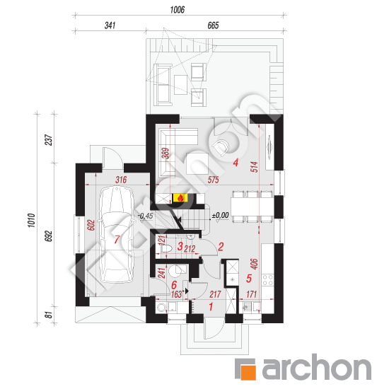 Проект дома ARCHON+ Дом в винограде 6 вер.2 План першого поверху