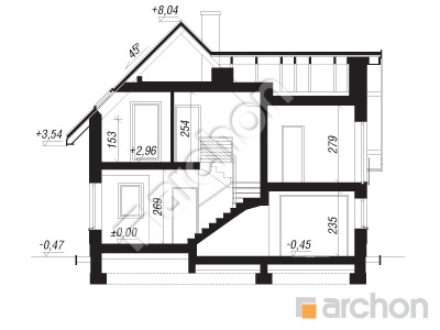 Проект дома ARCHON+ Дом в винограде 6 вер.2 Розріз будинку