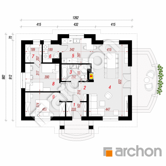 Проект будинку ARCHON+ Будинок в газаніях вер. 2 План першого поверху