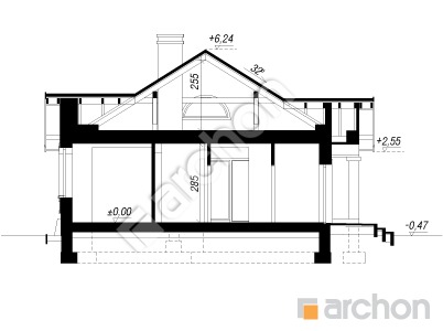 Проєкт будинку ARCHON+ Будинок в газаніях вер. 2 Розріз будинку