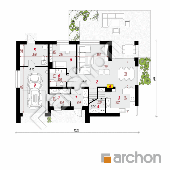 Проект дома ARCHON+ Дом в малиновках 7 (ГА) План першого поверху