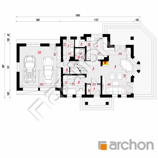 Проект будинку ARCHON+ Будинок в матіоллах 2 (Г2) План першого поверху