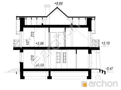 Проєкт будинку ARCHON+ Будинок в матіоллах 2 (Г2) Розріз будинку
