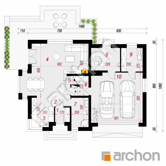 Проект будинку ARCHON+ Будинок в буддлеях 4 (Г2) План першого поверху