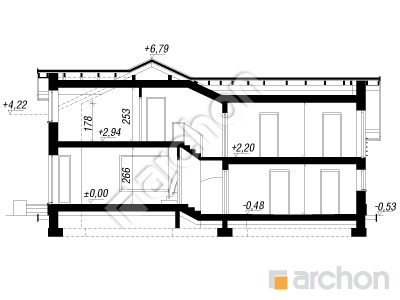 Проект дома ARCHON+ Дом в буддлеях 4 (Г2) Розріз будинку