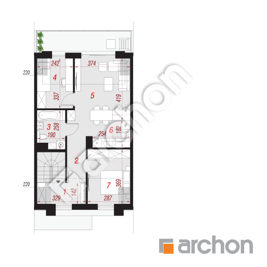 Проект дома ARCHON+ Дом в фиалках 7 (Р2С) План мансандри