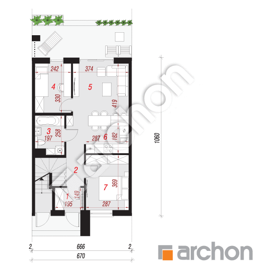 Проект будинку ARCHON+ Будинок в фіалках 7 (Р2С) План першого поверху