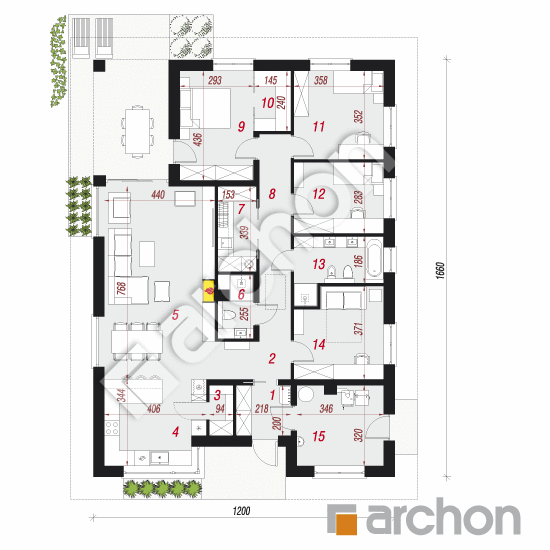 Проект будинку ARCHON+ Будинок в хакетіях 7 План першого поверху