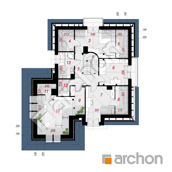 Проект будинку ARCHON+ Будинок в бергамотах (Г2Н) вер.2 План мансандри