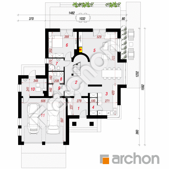 Проект дома ARCHON+ Дом в бергамотах (Г2Н) вер.2 План першого поверху