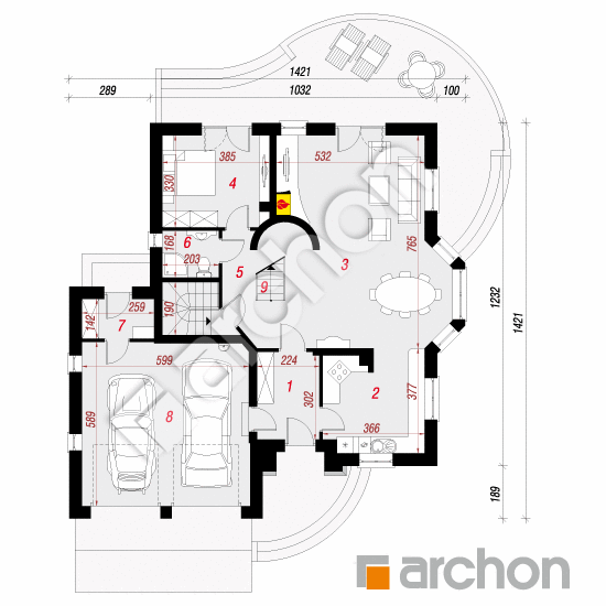 Проект будинку ARCHON+ Будинок в бергамотах (Г2П) вер.2 План першого поверху