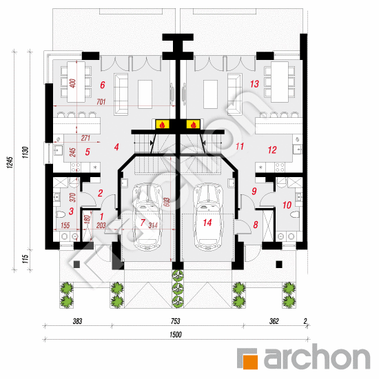 Проект дома ARCHON+ Вилла Юлия 12 (Р2Б) План першого поверху