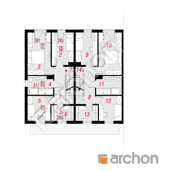Проект будинку ARCHON+ Будинок в рівіях 9 (ГР2Б) План першого поверху