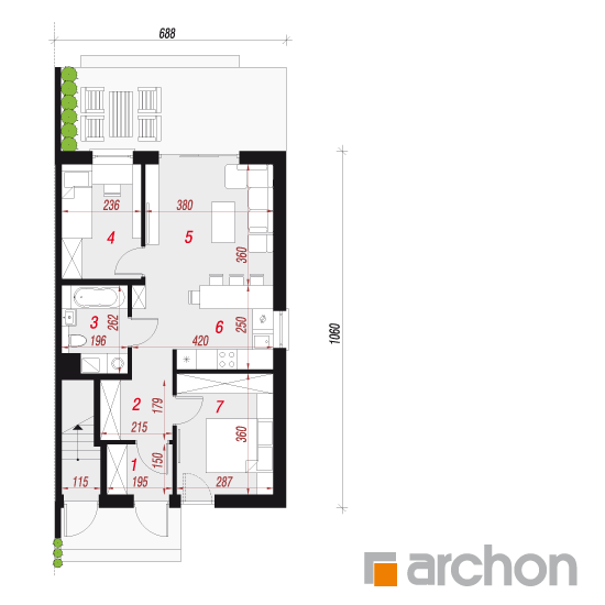 Проект дома ARCHON+ Дом в фиалках 3 (Р2Б) План першого поверху
