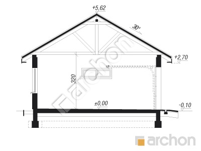 Проект дома ARCHON+ Г22- Двухместный гараж  Розріз будинку