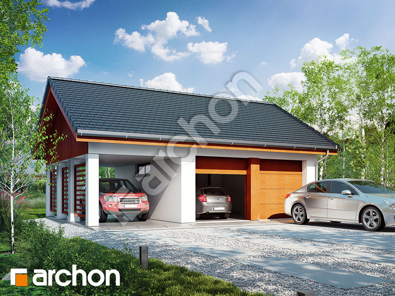 Проект дома ARCHON+ Г22- Двухместный гараж  Вид 1