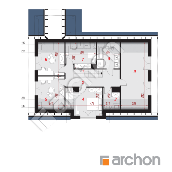 Проект будинку ARCHON+ Будинок в комміфорах 9 План мансандри