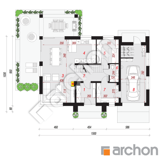 Проект дома ARCHON+ Дом в коммифорах 9 План першого поверху