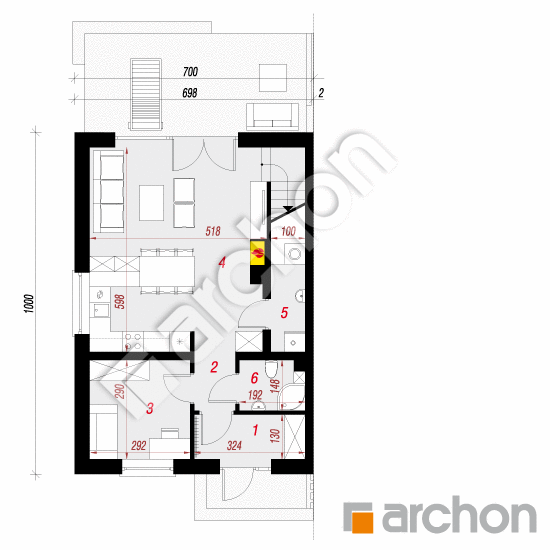 Проект будинку ARCHON+ Будинок в тунбергіях 2 (БА) План першого поверху