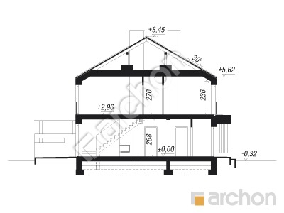 Проект дома ARCHON+ Дом в тунбергиях 2 (БА) Розріз будинку