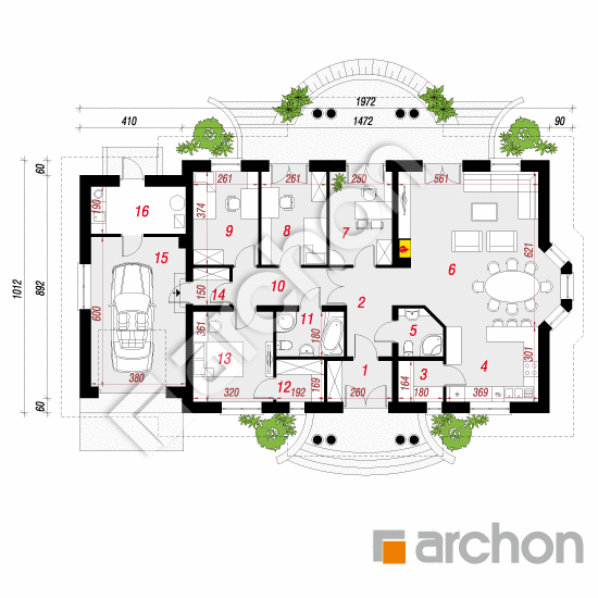 Проект дома ARCHON+ Дом в гаурах вер.2 План першого поверху