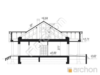 Проект дома ARCHON+ Дом в гаурах вер.2 Розріз будинку