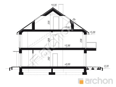Проект дома ARCHON+ Дом в фиалках 14 (Р2С) вер.3 Розріз будинку