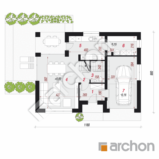 Проект дома ARCHON+ Дом в изопируме 11 План першого поверху