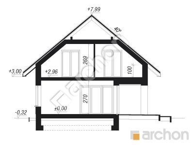 Проєкт будинку ARCHON+ Будинок в ізопірумі 11 Розріз будинку