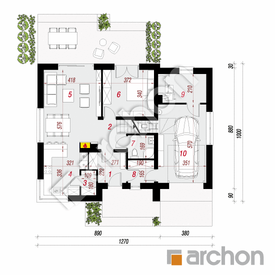 Проект будинку ARCHON+ Будинок в медовниках 2 План першого поверху