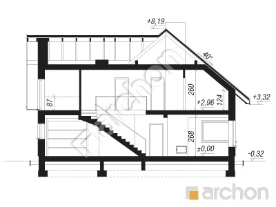Проект дома ARCHON+ Дом в медовниках 2 Розріз будинку