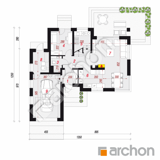 Проект будинку ARCHON+ Вілла Сюзанна План першого поверху