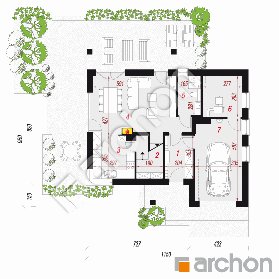 Проект будинку ARCHON+ Будинок в журавках 7 План першого поверху