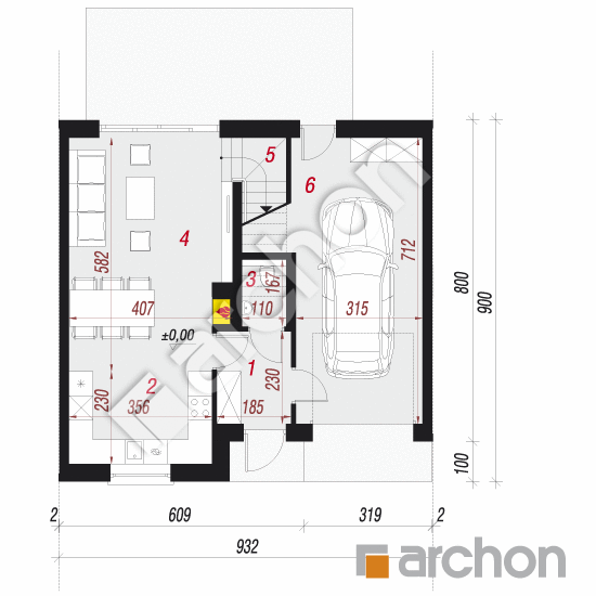 Проект будинку ARCHON+ Будинок в полині 2 (С План першого поверху