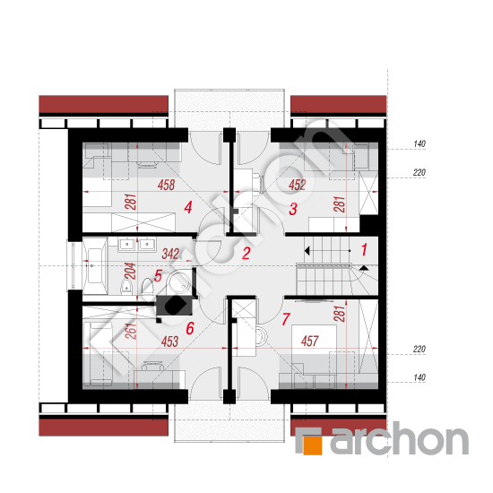 Проект будинку ARCHON+ Будинок в рубінах (Б) План мансандри