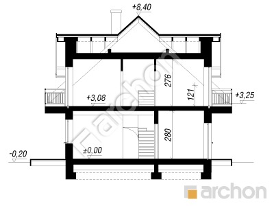 Проект дома ARCHON+ Дом в рубинах (Б) Розріз будинку