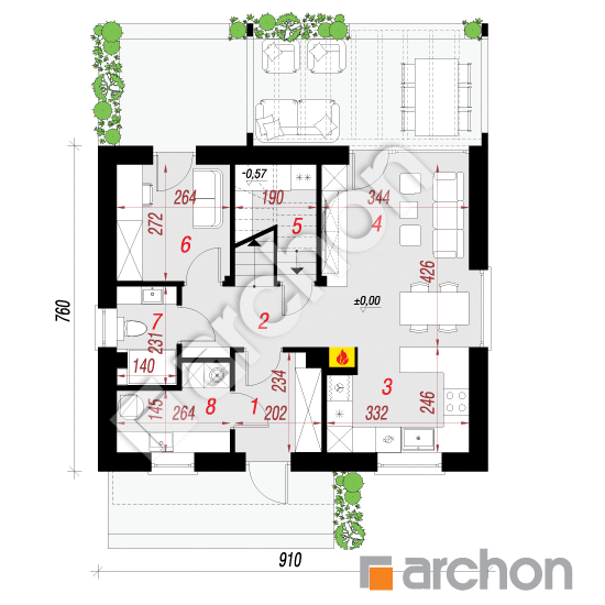 Проект будинку ARCHON+ Будинок в хлорофітумі 20 План першого поверху