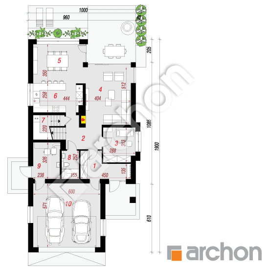 Проект будинку ARCHON+ Будинок в червені (Г2) План першого поверху