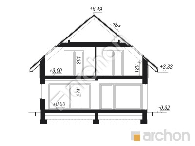 Проект дома ARCHON+ Дом в червени (Г2) Розріз будинку